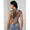 image:imageRoseSeek Womens Sheer Mesh Mock Neck Crop Tank Tops Sleeveless Asymmetrical Hem Summer Going Out Tops ClubwearMulticolor Zebra