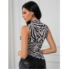 image:imageRoseSeek Womens Sheer Mesh Mock Neck Crop Tank Tops Sleeveless Asymmetrical Hem Summer Going Out Tops ClubwearZebra Striped