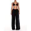 image:imageRoseSeek Womens Sheer Mesh Swimsuit Cover Up Drawstring Waist Wide Leg Loose Beach PantsBlack