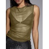 image:imageRoseSeek Womens Sheer Mesh Tank Top Sleeveless Slim Fit Fitted Summer Shirts Going Out TopsArmy Green