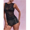 image:imageRoseSeek Womens Sheer Mesh Tank Top Sleeveless Slim Fit Fitted Summer Shirts Going Out TopsBlack