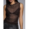 image:imageRoseSeek Womens Sheer Mesh Tank Top Sleeveless Slim Fit Fitted Summer Shirts Going Out TopsBrown