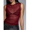 image:imageRoseSeek Womens Sheer Mesh Tank Top Sleeveless Slim Fit Fitted Summer Shirts Going Out TopsBurgundy