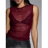 image:imageRoseSeek Womens Sheer Mesh Tank Top Sleeveless Slim Fit Fitted Summer Shirts Going Out TopsBurgundy Red