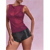 image:imageRoseSeek Womens Sheer Mesh Tank Top Sleeveless Slim Fit Fitted Summer Shirts Going Out TopsHot Pink