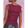 image:imageRoseSeek Womens Sheer Mesh Tank Top Sleeveless Slim Fit Fitted Summer Shirts Going Out TopsHot Pink