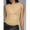 image:imageRoseSeek Womens Sheer Mesh Tank Top Sleeveless Slim Fit Fitted Summer Shirts Going Out TopsKhaki