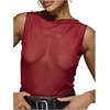 image:imageRoseSeek Womens Sheer Mesh Tank Top Sleeveless Slim Fit Fitted Summer Shirts Going Out TopsRed
