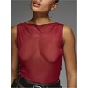 image:imageRoseSeek Womens Sheer Mesh Tank Top Sleeveless Slim Fit Fitted Summer Shirts Going Out TopsRed