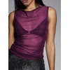 image:imageRoseSeek Womens Sheer Mesh Tank Top Sleeveless Slim Fit Fitted Summer Shirts Going Out TopsRed Violet