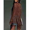 image:imageRoseSeek Womens Sheer Poncho Top Lightweight Shrug Bolero Asymmetrical Mesh Beach Cover Ups BeachwearBrown