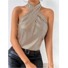image:imageRoseSeek Womens Silver Sequin Sparkly Halter Tops Disco Outfits  Sparkle Party Y2k Disco OutfitsBrown