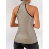 image:imageRoseSeek Womens Silver Sequin Sparkly Halter Tops Disco Outfits  Sparkle Party Y2k Disco OutfitsBrown