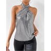 image:imageRoseSeek Womens Silver Sequin Sparkly Halter Tops Disco Outfits  Sparkle Party Y2k Disco OutfitsSilver