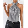 image:imageRoseSeek Womens Silver Sequin Sparkly Halter Tops Disco Outfits  Sparkle Party Y2k Disco OutfitsSilver