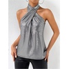 image:imageRoseSeek Womens Silver Sequin Sparkly Halter Tops Disco Outfits  Sparkle Party Y2k Disco OutfitsSilver