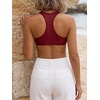image:imageRoseSeek Womens Sleeveless Mesh Sheer Crop Tank Athletic Bandeau Bras See Through Racerback ShirtBurgundy