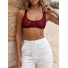 image:imageRoseSeek Womens Sleeveless Mesh Sheer Crop Tank Athletic Bandeau Bras See Through Racerback ShirtBurgundy
