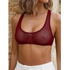 image:imageRoseSeek Womens Sleeveless Mesh Sheer Crop Tank Athletic Bandeau Bras See Through Racerback ShirtBurgundy