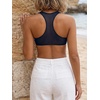 image:imageRoseSeek Womens Sleeveless Mesh Sheer Crop Tank Athletic Bandeau Bras See Through Racerback ShirtDark Blue