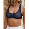 image:imageRoseSeek Womens Sleeveless Mesh Sheer Crop Tank Athletic Bandeau Bras See Through Racerback ShirtDark Blue
