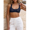 image:imageRoseSeek Womens Sleeveless Mesh Sheer Crop Tank Athletic Bandeau Bras See Through Racerback ShirtDark Blue