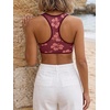 image:imageRoseSeek Womens Sleeveless Mesh Sheer Crop Tank Athletic Bandeau Bras See Through Racerback ShirtDark Pink