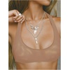 image:imageRoseSeek Womens Sleeveless Mesh Sheer Crop Tank Athletic Bandeau Bras See Through Racerback ShirtKhaki