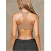 image:imageRoseSeek Womens Sleeveless Mesh Sheer Crop Tank Athletic Bandeau Bras See Through Racerback ShirtKhaki