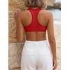 image:imageRoseSeek Womens Sleeveless Mesh Sheer Crop Tank Athletic Bandeau Bras See Through Racerback ShirtPure Red