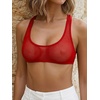 image:imageRoseSeek Womens Sleeveless Mesh Sheer Crop Tank Athletic Bandeau Bras See Through Racerback ShirtPure Red