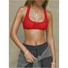 image:imageRoseSeek Womens Sleeveless Mesh Sheer Crop Tank Athletic Bandeau Bras See Through Racerback ShirtRed