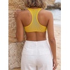 image:imageRoseSeek Womens Sleeveless Mesh Sheer Crop Tank Athletic Bandeau Bras See Through Racerback ShirtYellow