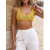 image:imageRoseSeek Womens Sleeveless Mesh Sheer Crop Tank Athletic Bandeau Bras See Through Racerback ShirtYellow