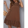 image:imageRoseSeek Womens Sleeveless Polka Dots Ruffle Tunic Dress Casual Summer Beach Tank Dresses SundressBrown