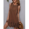image:imageRoseSeek Womens Sleeveless Polka Dots Ruffle Tunic Dress Casual Summer Beach Tank Dresses SundressBrown