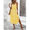 image:imageRoseSeek Womens Spaghetti Strap Tie Dye Cami Sun Dress Beach Midi Summer Dresses Resort Wear Vacation OutfitsPure Yellow
