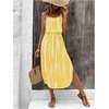 image:imageRoseSeek Womens Spaghetti Strap Tie Dye Cami Sun Dress Beach Midi Summer Dresses Resort Wear Vacation OutfitsPure Yellow