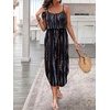 image:imageRoseSeek Womens Spaghetti Strap Tie Dye Cami Sun Dress Beach Midi Summer Dresses Resort Wear Vacation OutfitsStriped Black