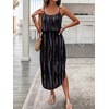 image:imageRoseSeek Womens Spaghetti Strap Tie Dye Cami Sun Dress Beach Midi Summer Dresses Resort Wear Vacation OutfitsStriped Black