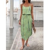 image:imageRoseSeek Womens Spaghetti Strap Tie Dye Cami Sun Dress Beach Midi Summer Dresses Resort Wear Vacation OutfitsStriped Green