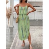 image:imageRoseSeek Womens Spaghetti Strap Tie Dye Cami Sun Dress Beach Midi Summer Dresses Resort Wear Vacation OutfitsStriped Green