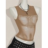 image:imageRoseSeek Womens Sparkly Mesh Crop Tank Tops Glitter Bling Rhinestone See Through Y2K Sleeveless ShirtsKhaki