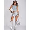 image:imageRoseSeek Womens Sparkly Mesh Crop Tank Tops Glitter Bling Rhinestone See Through Y2K Sleeveless ShirtsLight Blue