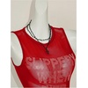 image:imageRoseSeek Womens Sparkly Mesh Crop Tank Tops Glitter Bling Rhinestone See Through Y2K Sleeveless ShirtsRed