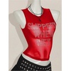 image:imageRoseSeek Womens Sparkly Mesh Crop Tank Tops Glitter Bling Rhinestone See Through Y2K Sleeveless ShirtsRed