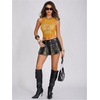image:imageRoseSeek Womens Sparkly Mesh Crop Tank Tops Glitter Bling Rhinestone See Through Y2K Sleeveless ShirtsYellow