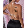 image:imageRoseSeek Womens Sparkly Sequin Draped Halter Crop Tops Backless Y2K Rave Night Out Party ShirtsWhite