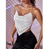 image:imageRoseSeek Womens Sparkly Sequin Draped Halter Crop Tops Backless Y2K Rave Night Out Party ShirtsWhite