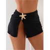 image:imageRoseSeek Womens Starfish Split Thigh Beach Skirt Skinny Vacation Bathing Suit Cover Up Skirts with CharmBlack